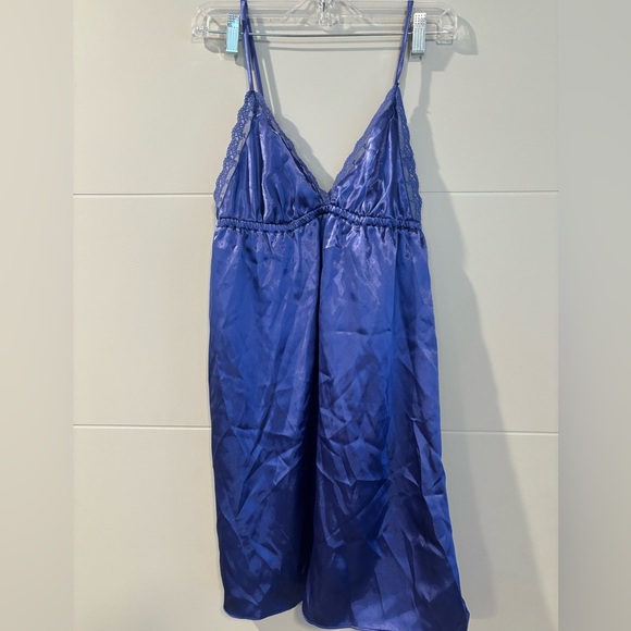 Purple Satin Chemise with Empire Waist - Picture 1 of 4